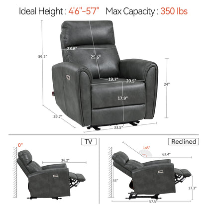 Zero Wall Hugger Recliners Chair for small space, Faux Leather PR699
