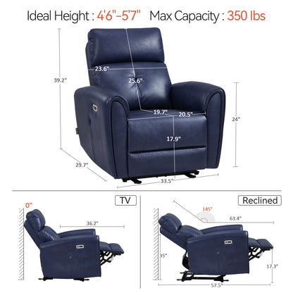 Zero Wall Hugger Recliners Chair for small space, Faux Leather PR699