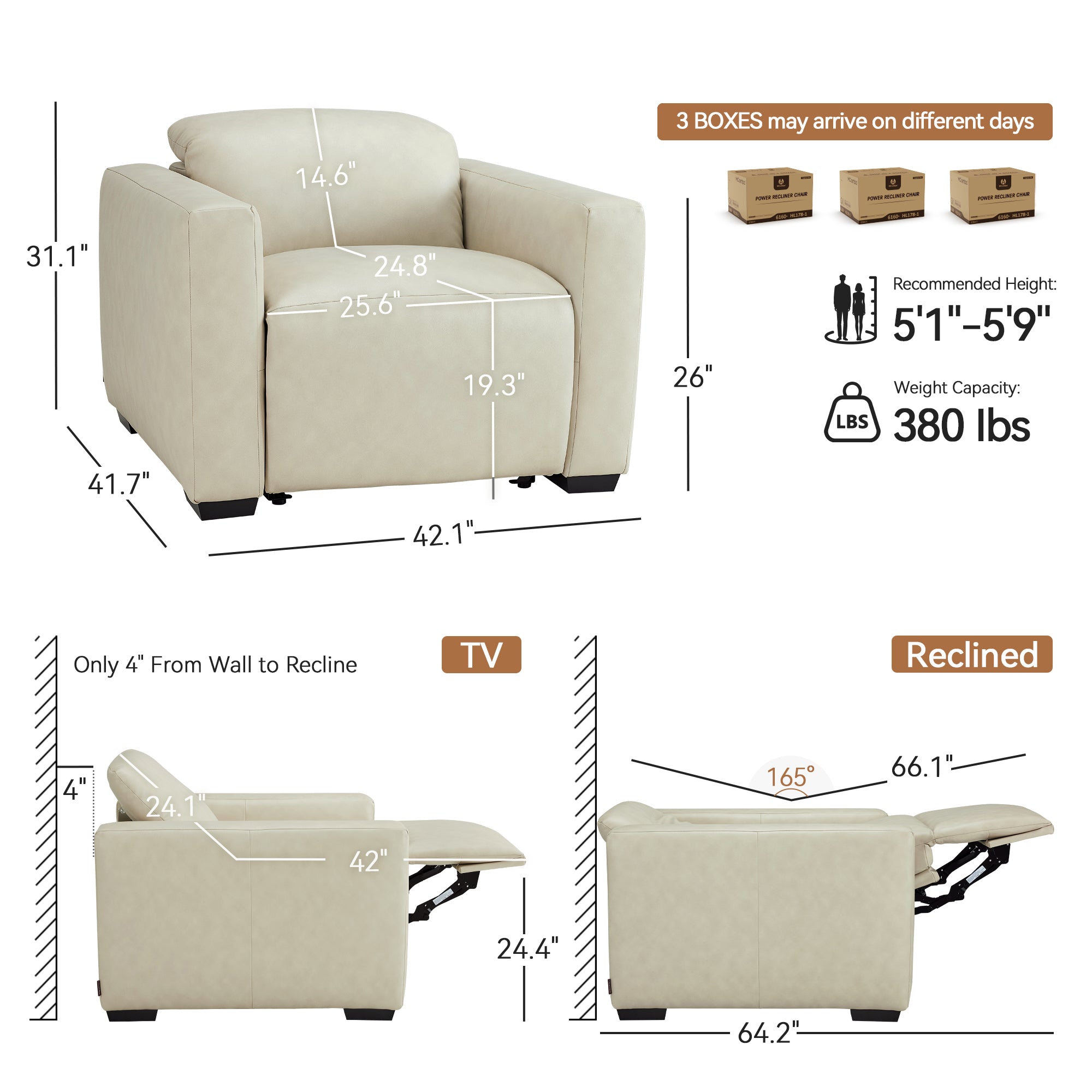 Wall Hugger Zero Gravity Power Recliner, Faux Leather ST280