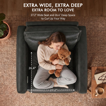 27.2'' Oversized Power Recliner Chair, Zero Gravity Recliner with Solid Wood Legs, USB A & C Charge Ports, Wall Hugger Power Reclining Chair for Living Room, Breathable Faux Leather HL178