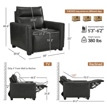 27.2'' Oversized Power Recliner Chair, Zero Gravity Recliner with Solid Wood Legs, USB A & C Charge Ports, Wall Hugger Power Reclining Chair for Living Room, Breathable Faux Leather HL178