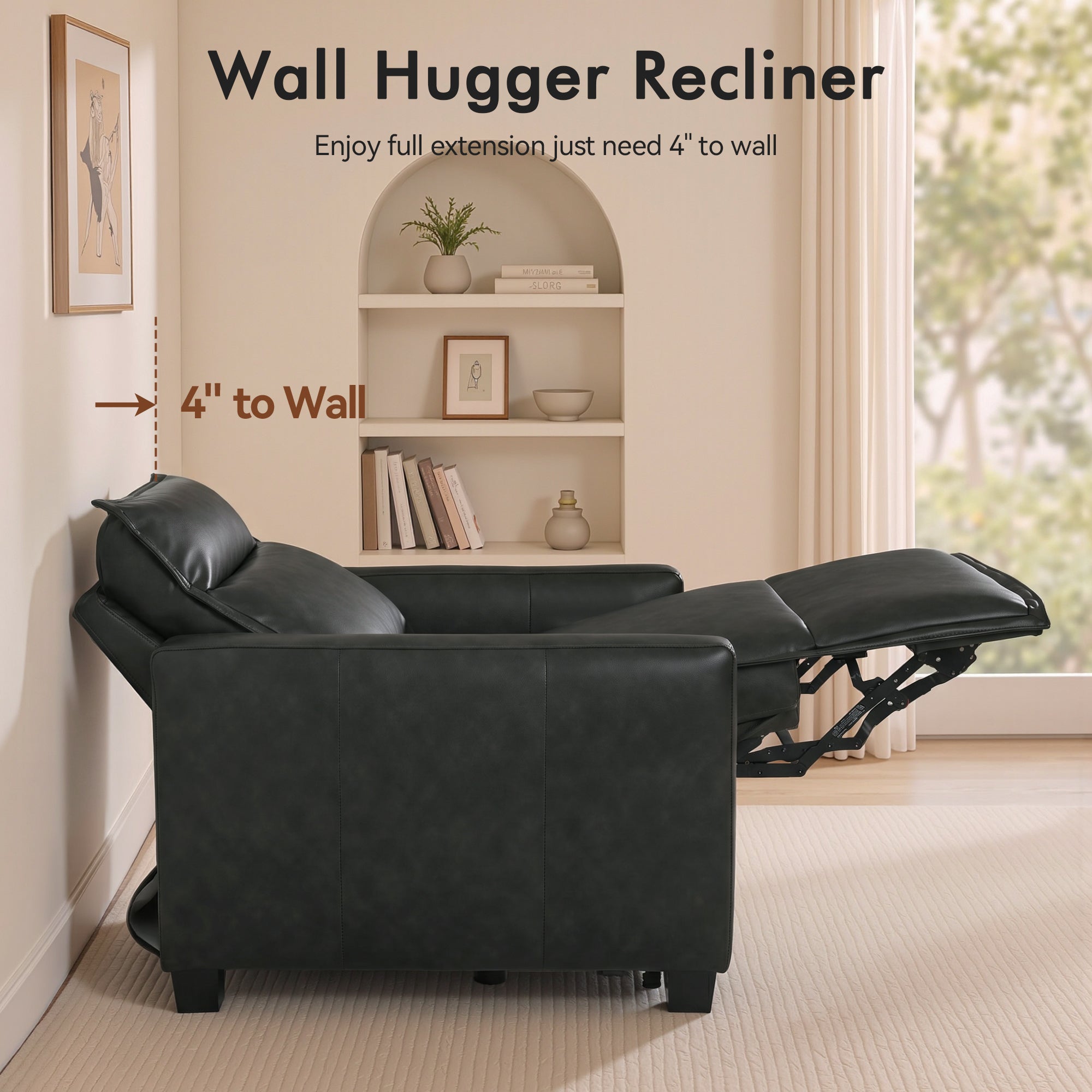 27.2'' Oversized Power Recliner Chair, Zero Gravity Recliner with Solid Wood Legs, USB A & C Charge Ports, Wall Hugger Power Reclining Chair for Living Room, Breathable Faux Leather HL178