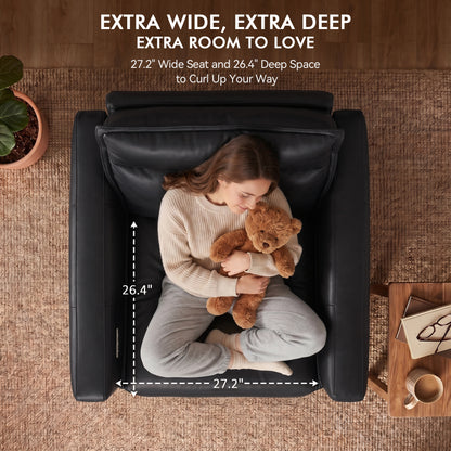 27.2'' Oversized Power Recliner Chair, Zero Gravity Recliner with Solid Wood Legs, USB A & C Charge Ports, Wall Hugger Power Reclining Chair for Living Room, Breathable Faux Leather HL178