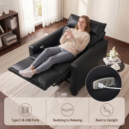 27.2'' Oversized Power Recliner Chair, Zero Gravity Recliner with Solid Wood Legs, USB A & C Charge Ports, Wall Hugger Power Reclining Chair for Living Room, Breathable Faux Leather HL178