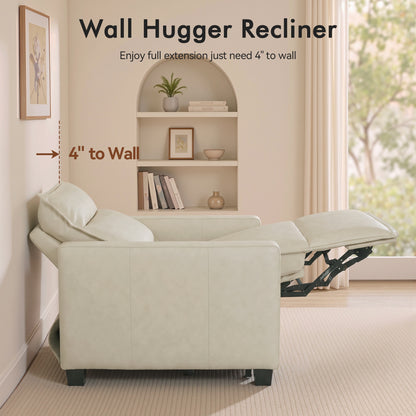 27.2'' Oversized Power Recliner Chair, Zero Gravity Recliner with Solid Wood Legs, USB A & C Charge Ports, Wall Hugger Power Reclining Chair for Living Room, Breathable Faux Leather HL178