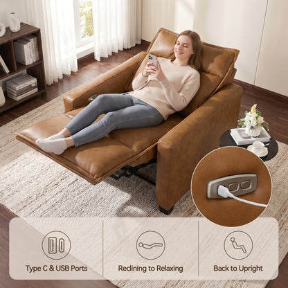 27.2'' Oversized Power Recliner Chair, Zero Gravity Recliner with Solid Wood Legs, USB A & C Charge Ports, Wall Hugger Power Reclining Chair for Living Room, Breathable Faux Leather HL178