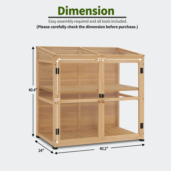 MCombo Wooden Cold Frame Greenhouse, Wooden Greenhouse Cabinet Kit with Adjustable Shelf & Lockable Door, Fully Transparent Polycarbonate Greenhouse for Outdoor Indoor Use, 0718