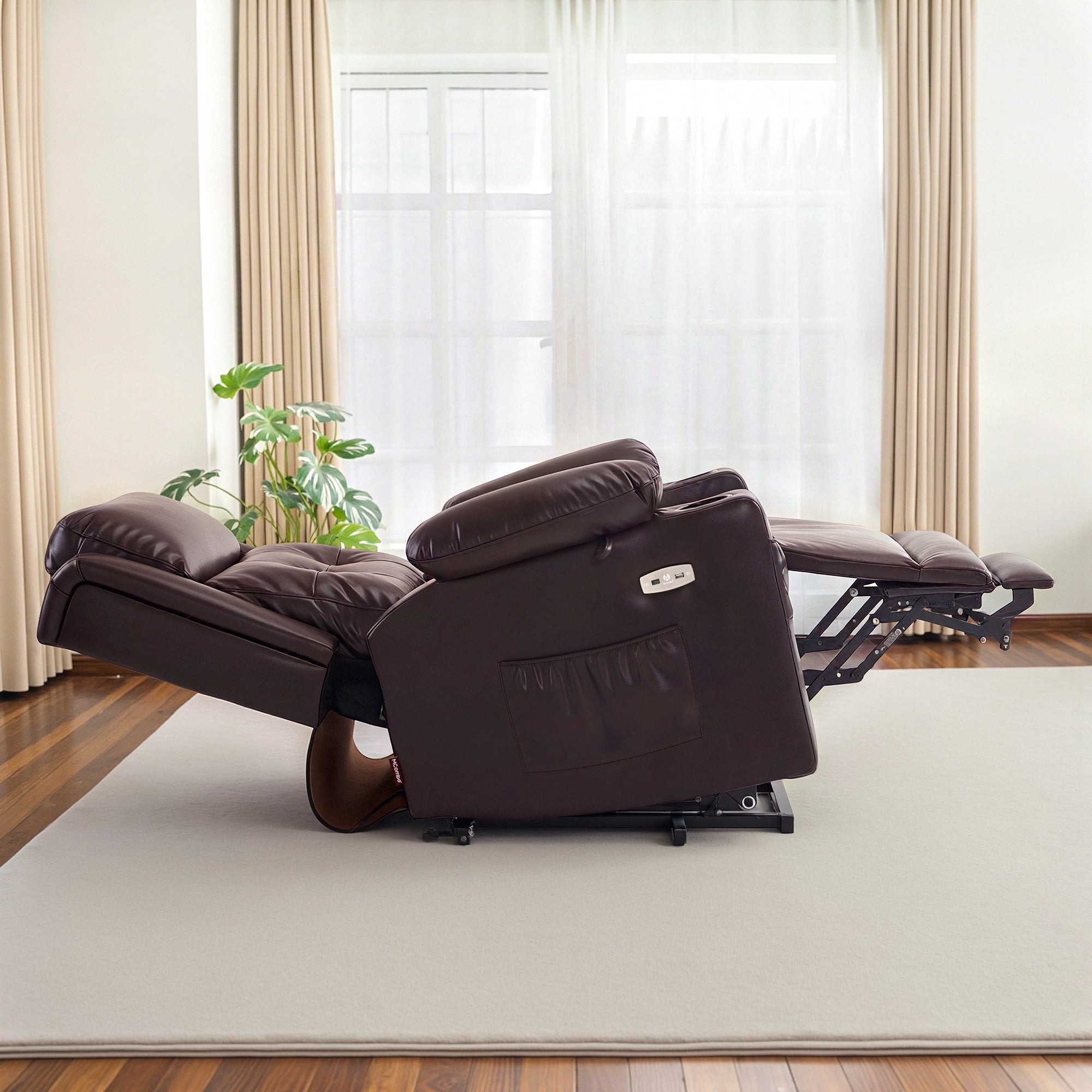 Power Lift Recliner Chair, Triple Motor, Massage and Heat, Faux Leather 7661|7662