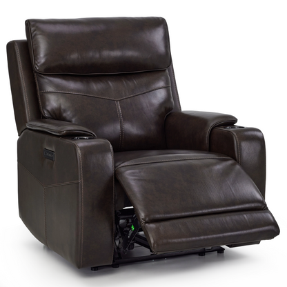 Genuine Leather Zero-Wall Power Recliner with Adjustable Headrest, Cup Holders GL58