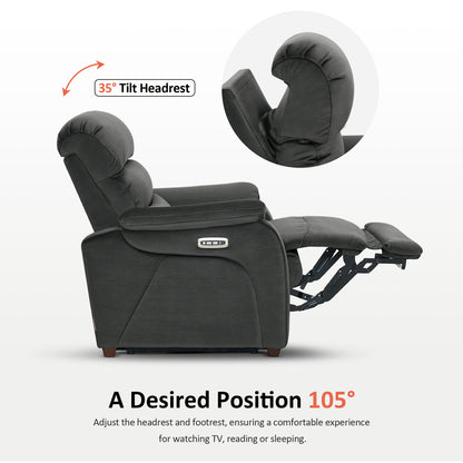 Zero Wall-Hugger Power Recliner Chair, Small Spaces and RV, Fabric ST257