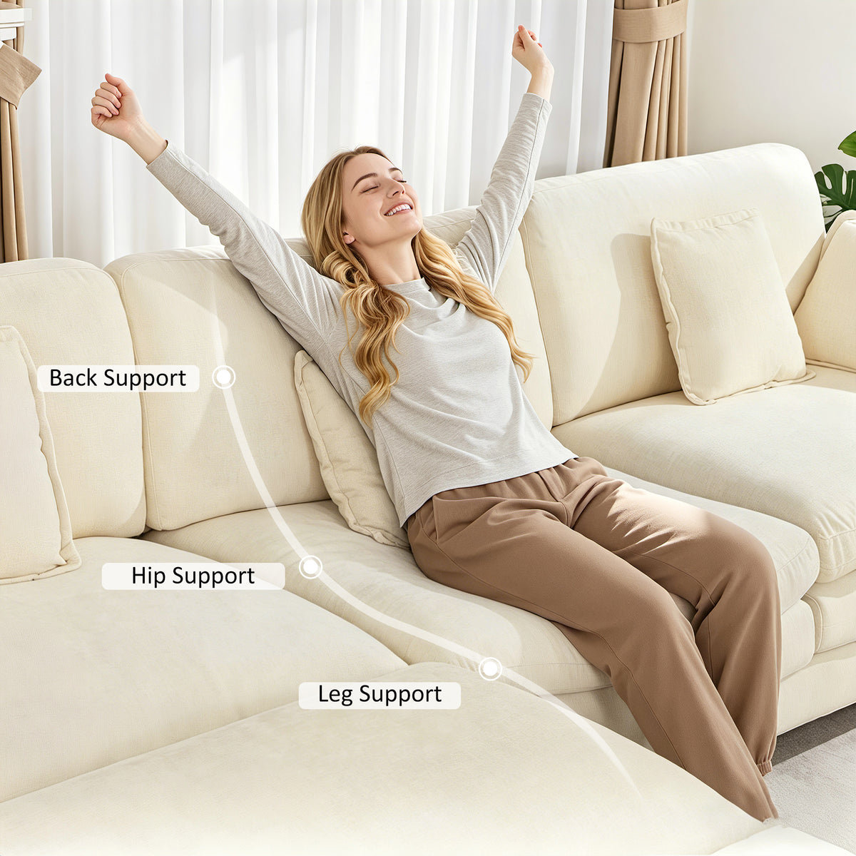 Loveseat Sofa Couch with Chaise Ottoman, L-Shaped Modular Sectional Sofa, SF068