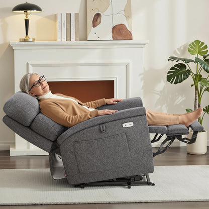 Power Lift Recliner Chair for Elderly, Massage and Heat, Fabric R7605