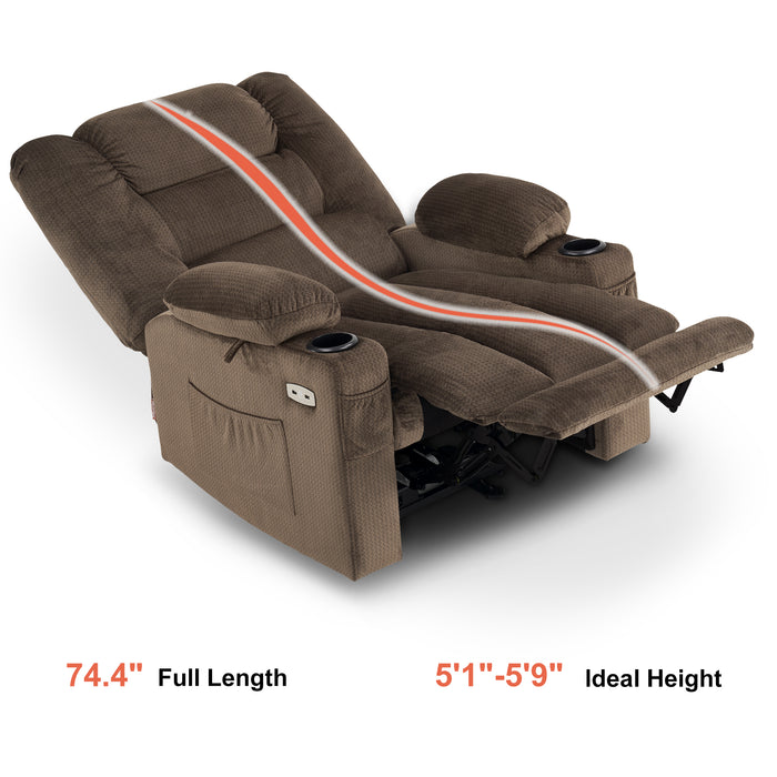 Mcombo Electric Power Recliner Chair with Heat and Massage, USB Ports, Cup Holders, Reclining chair for Living Room 6079