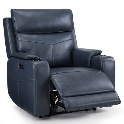 Genuine Leather Zero-Wall Power Recliner with Adjustable Headrest, Cup Holders GL58