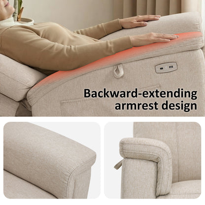 Power Lift Recliner Chair for Elderly, Massage and Heat, Fabric R7605