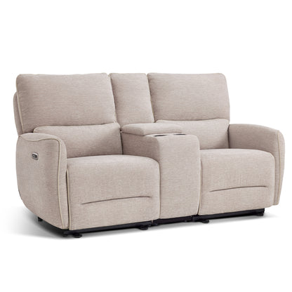 Power Reclining Loveseat with Console and Adjustable Headrest, Wall Hugger, 6926