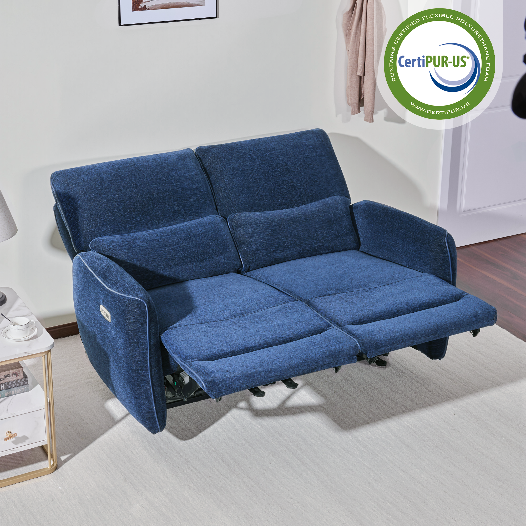 Power Reclining Loveseat with Adjustable Headrest, Wall Hugger, 6924