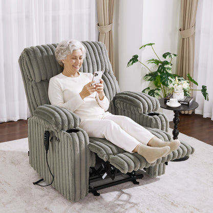 180° Lay Flat Power Lift Recliner Chair for Elderly, Dual Motor Lift Chair with Full-Body Heating for Sleeping, Extra Wide Seat,Imitation Rabbit Fur R7123