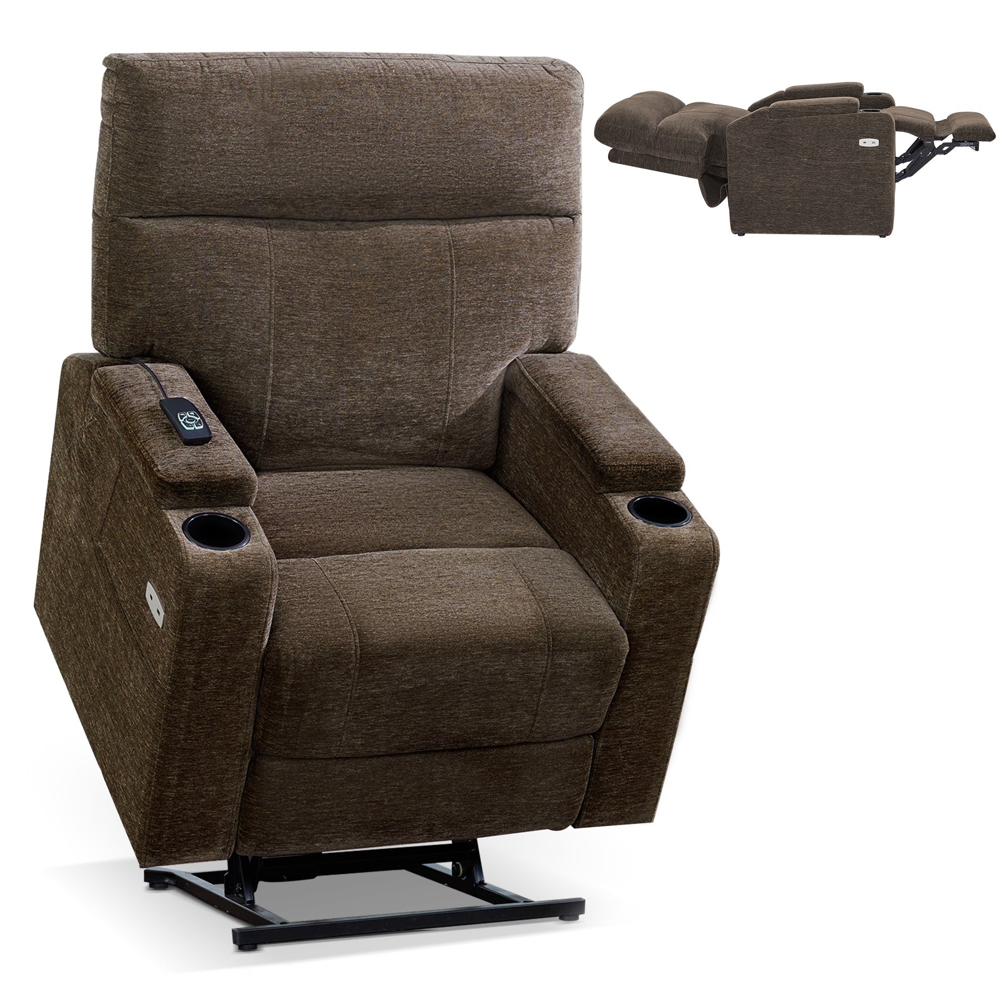 Dual Motor Lay Flat Power Lift Chair with Massage & Heat, Fabric