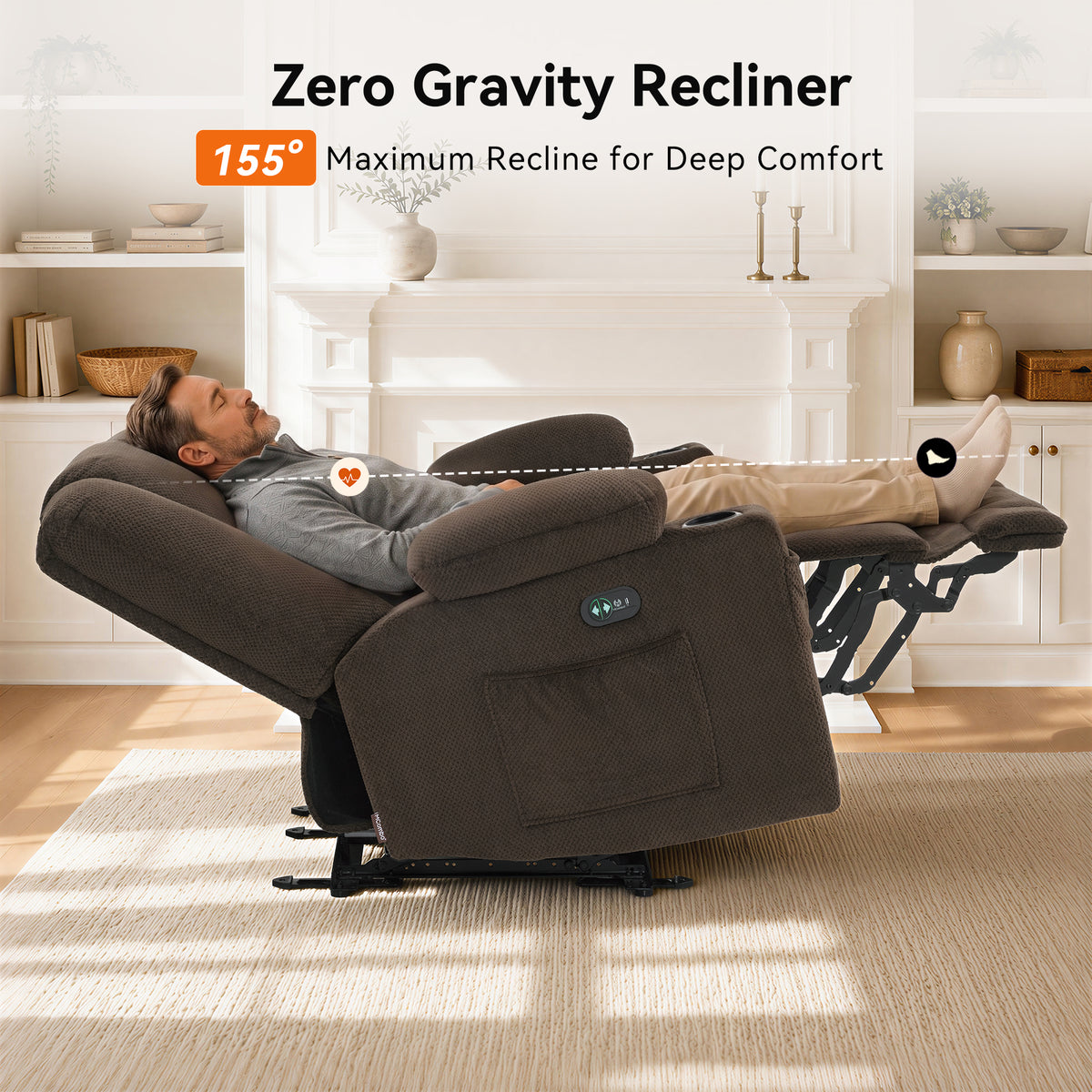 58 in Reclining Loveseat Recliner with Heat & Massage 6034M1
