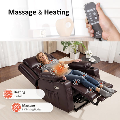 Power Lift Recliner Chair, Triple Motor, Massage and Heat, Faux Leather 7661|7662