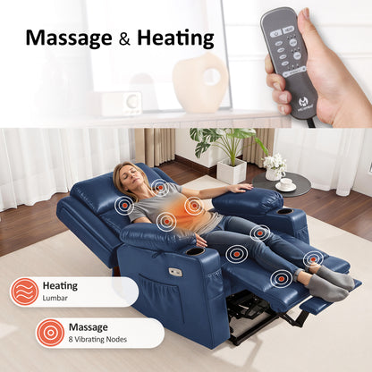 Power Lift Recliner Chair for Elderly, Triple Motor, Massage and Heat, Faux Leather 7661|7662