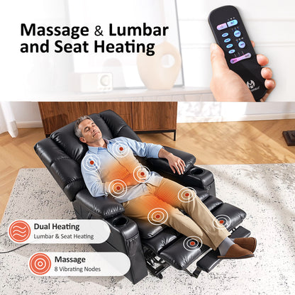 Power Lift Recliner Chair for Elderly,Triple Motor, Massage and Heat, Faux Leather 7632|7634|R7635