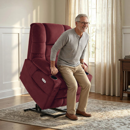 Power Lift Recliner Chair, Triple Motor, Massage and Heat, Fabric 7634|7631|7632|R7635