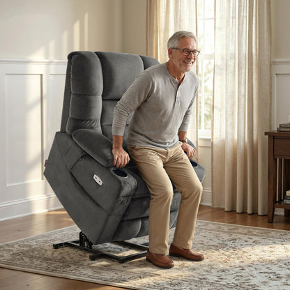 Power Lift Recliner Chair, Triple Motor, Massage and Heat, Fabric 7634|7631|7632|R7635