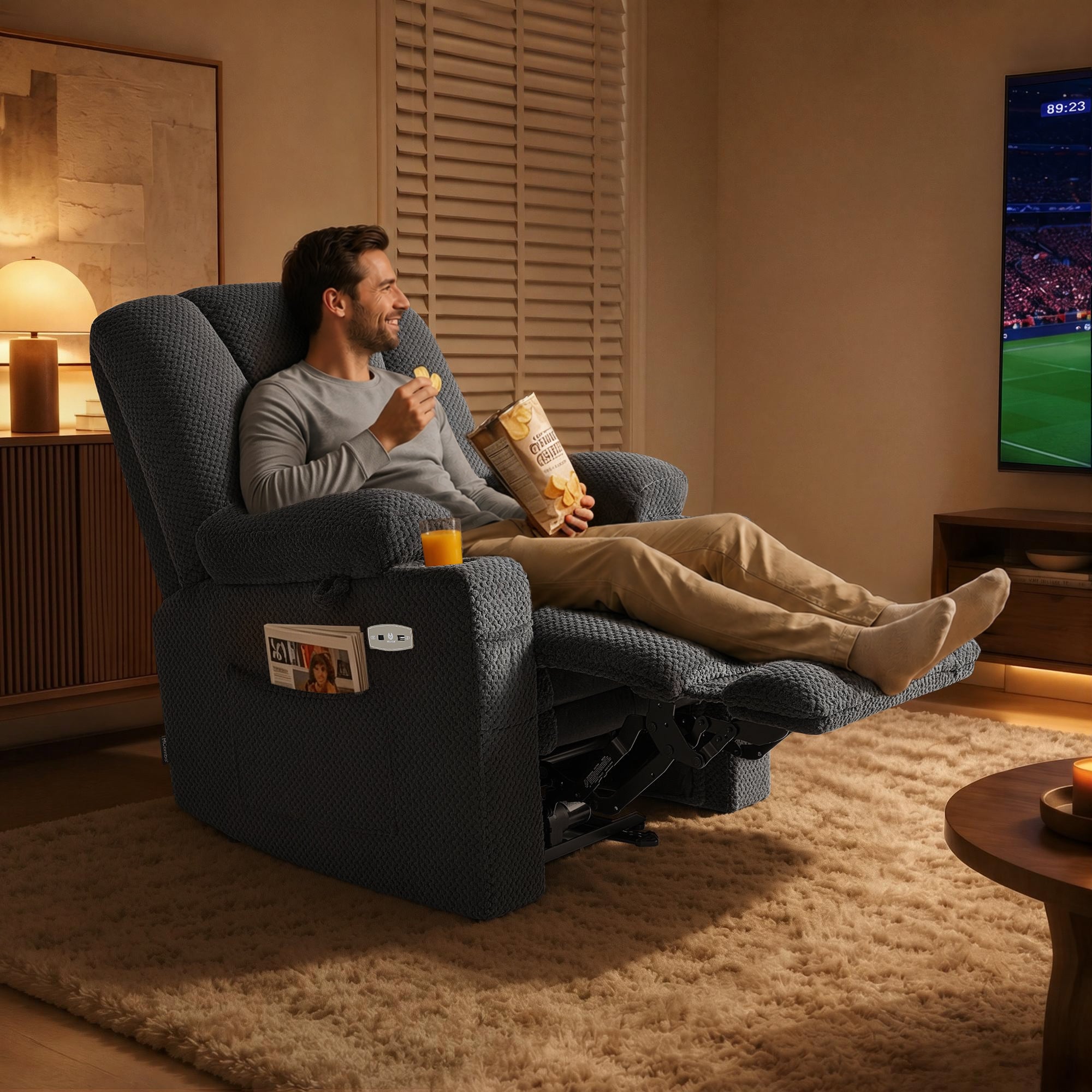 Power Recliner Chair with Massage and Heat, Fabric 8015|8017