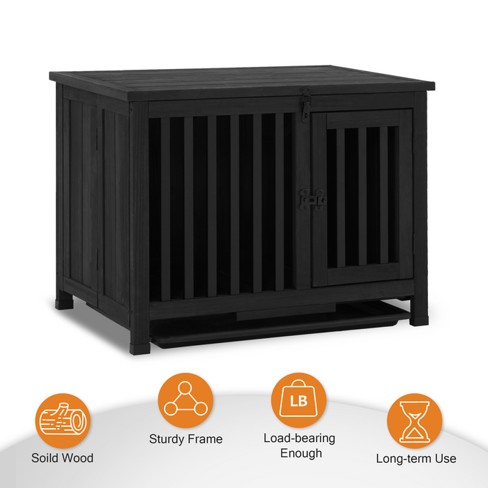 Mcombo Wooden Dog Crate Furniture End Table with Door, No Assembly Portable Foldable Pet Crate Dog Kennel Indoor with Removable Tray