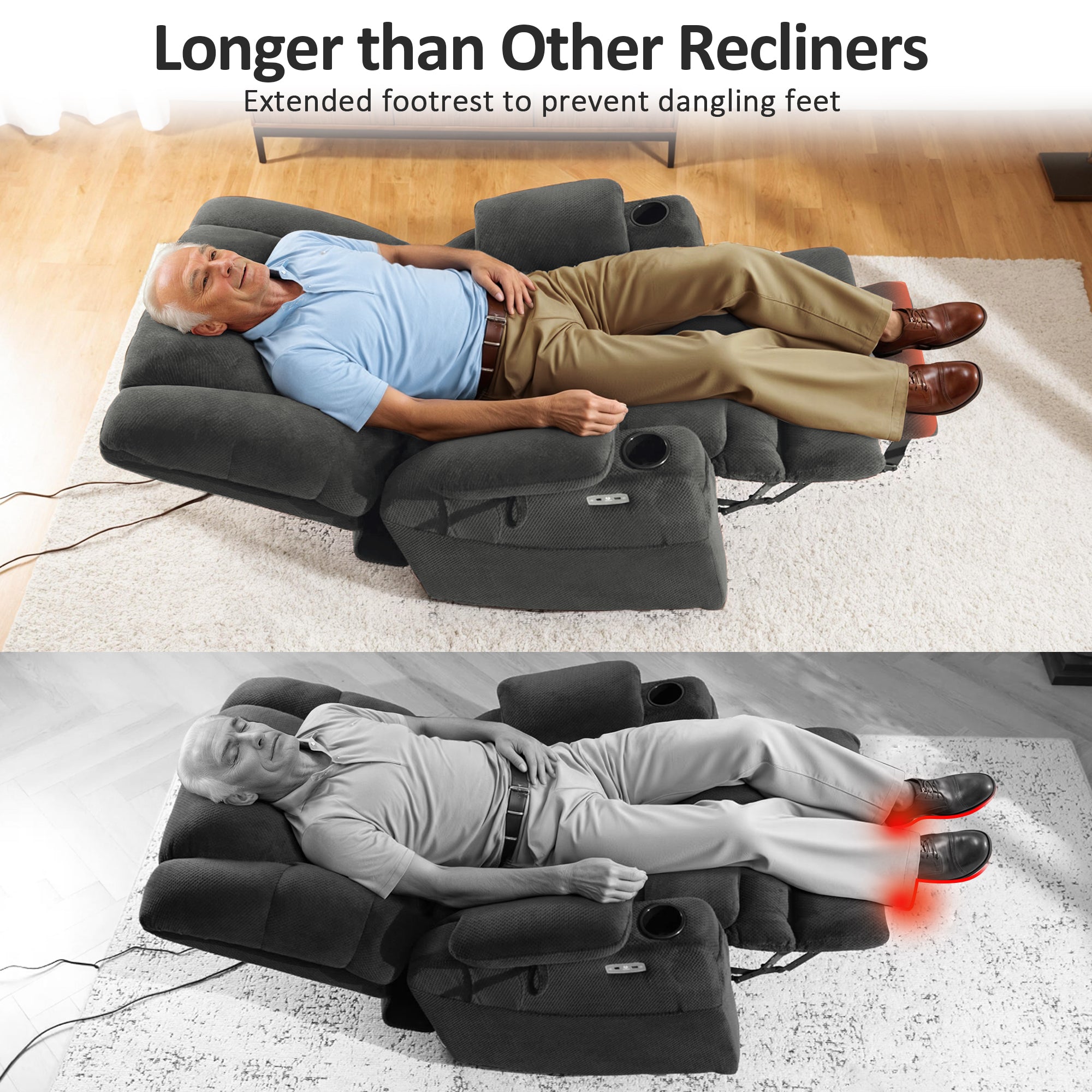 Power Lift Recliner Chair, Triple Motor, Massage and Heat, Fabric 7634|7631|7632|R7635