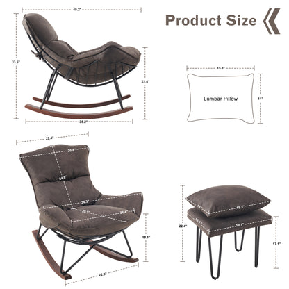 Accent Rocking Chairs with Ottoman, Fabric HQ203
