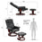 Mcombo Swiveling Recliner Chair with Wrapped Wood Base and Matching Ottoman Footrest, Furniture Casual Chair, Faux Leather 9019