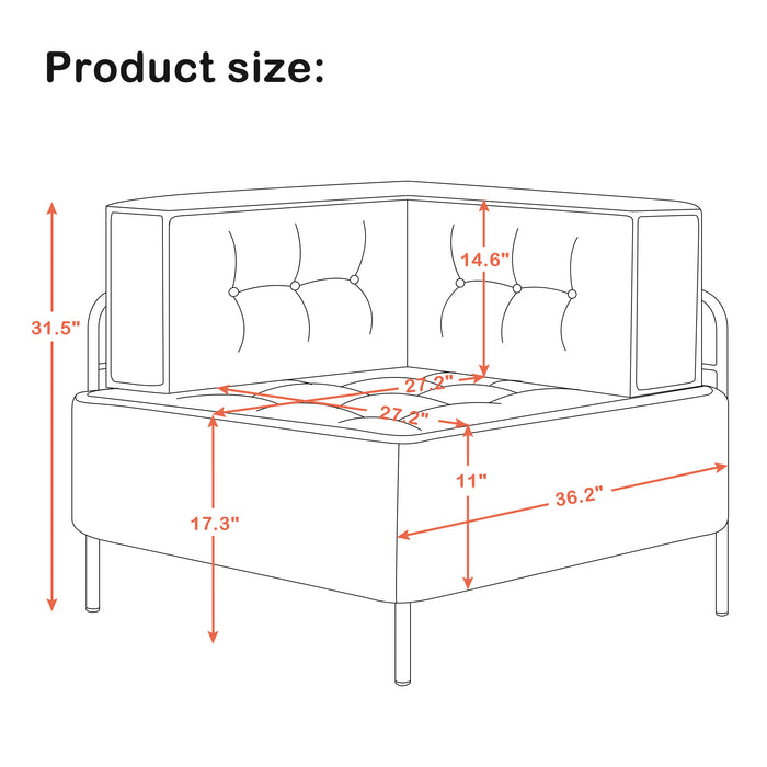MCombo Modular Sofa Couch with Removable Cushion, 1 Seater Accent/ Accent Armless Sofa Chair, Upholstered Seat for Living Room, Apartment, Office 4663/4644