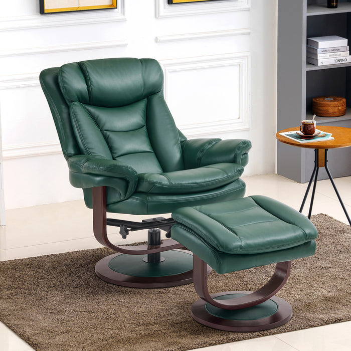 MCombo Swivel Recliner with Ottoman, Reclining Chair with Adjustable Back, Faux Leather Upholstered Lounge Chair for Living Room Bedroom Office 4651