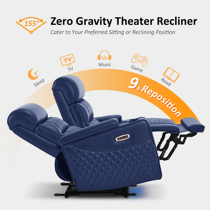 Power Reclining Loveseat, Home Theater Seating, Faux leather HTS470