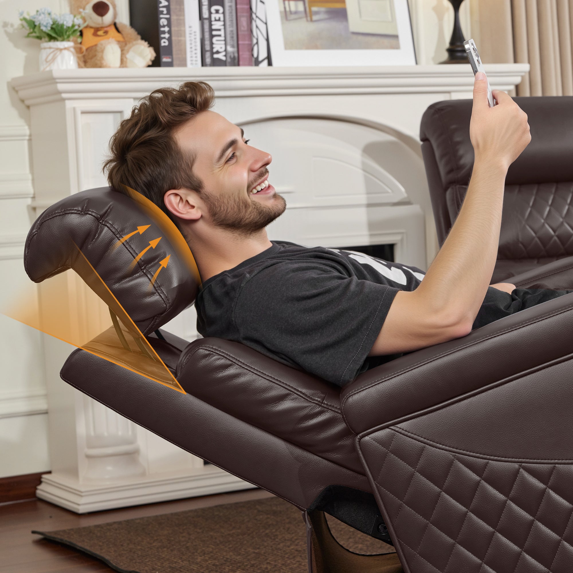 Power Reclining Sofa, Home Theater Seating, Faux leather HTS564
