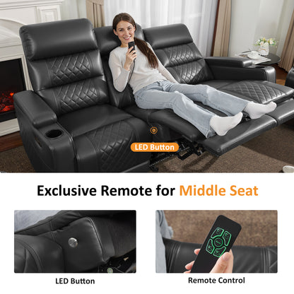 Power Reclining Sofa, Home Theater Seating, Faux leather HTS564
