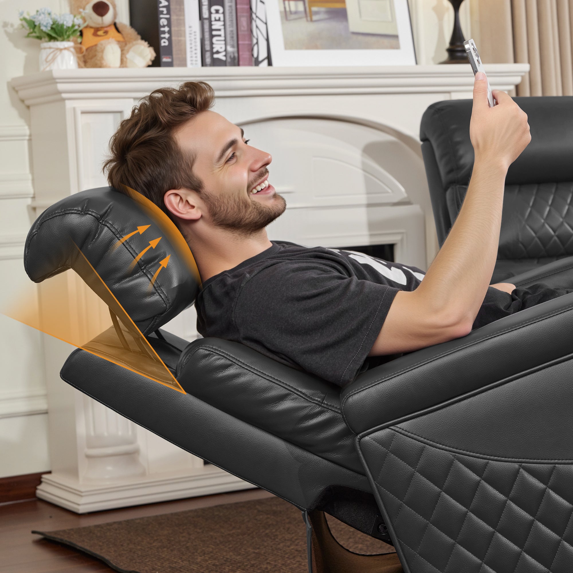 Power Reclining Sofa, Home Theater Seating, Faux leather HTS564