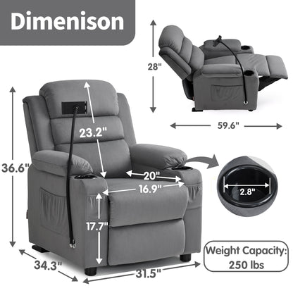 Bigger Kids Recliner for Ages 5+, Teens Recliner with iPad Stand, Child Reclining Chair with Cup Holders 7377