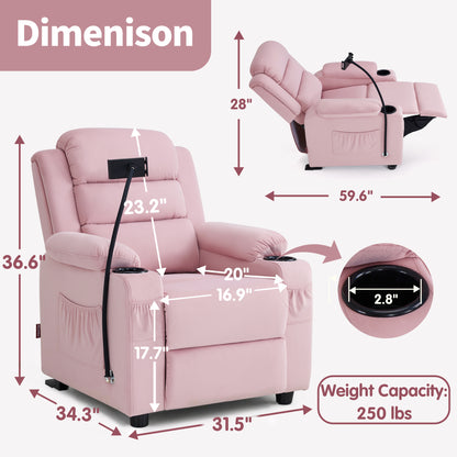 Bigger Kids Recliner for Ages 5+, Teens Recliner with iPad Stand, Child Reclining Chair with Cup Holders 7377