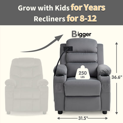 Bigger Kids Recliner for Ages 5+, Teens Recliner with iPad Stand, Child Reclining Chair with Cup Holders 7377