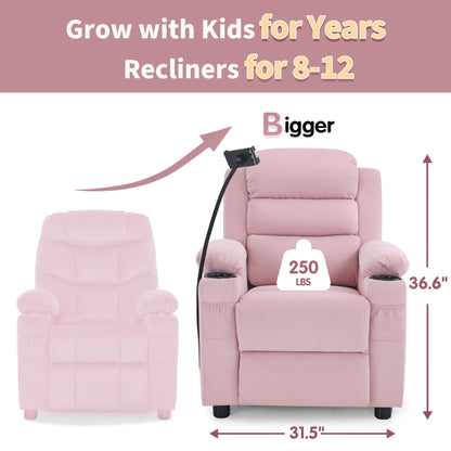 Bigger Kids Recliner for Ages 5+, Teens Recliner with iPad Stand, Child Reclining Chair with Cup Holders 7377