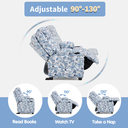 Big Kids Recliner for Ages 3+, Child Reclining Chair, Toddlers Recliner Sofa with Cup Holders 7388