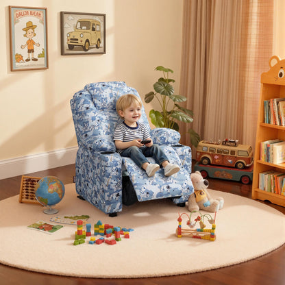 Big Kids Recliner for Ages 3+, Child Reclining Chair, Toddlers Recliner Sofa with Cup Holders 7388