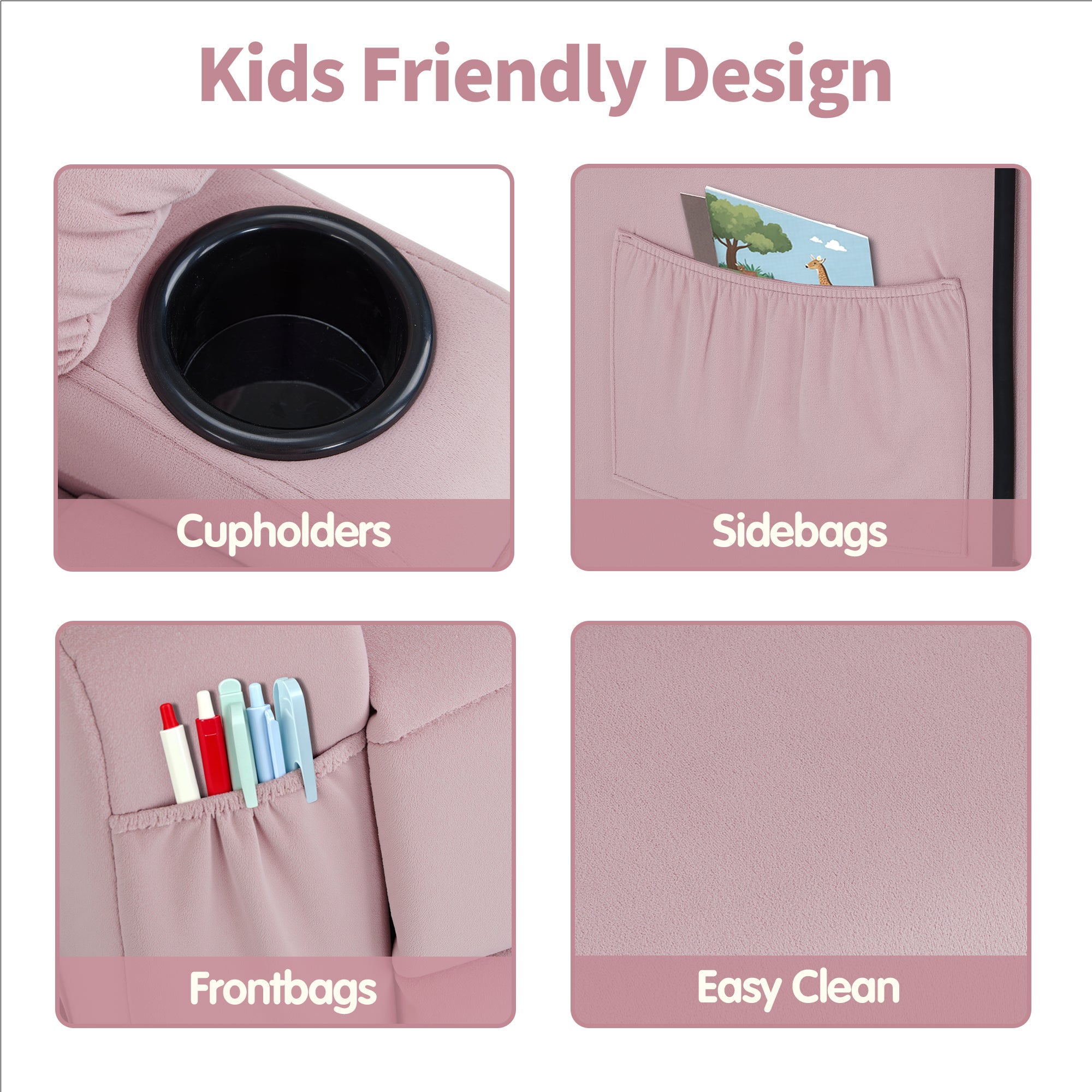 Bigger Kids Recliner for Ages 5+, Teens Recliner with iPad Stand, Child Reclining Chair with Cup Holders 7377