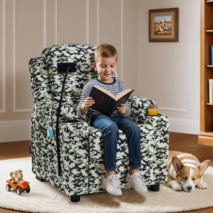 Bigger Kids Recliner for Ages 5+, Teens Recliner with iPad Stand, Child Reclining Chair with Cup Holders 7377