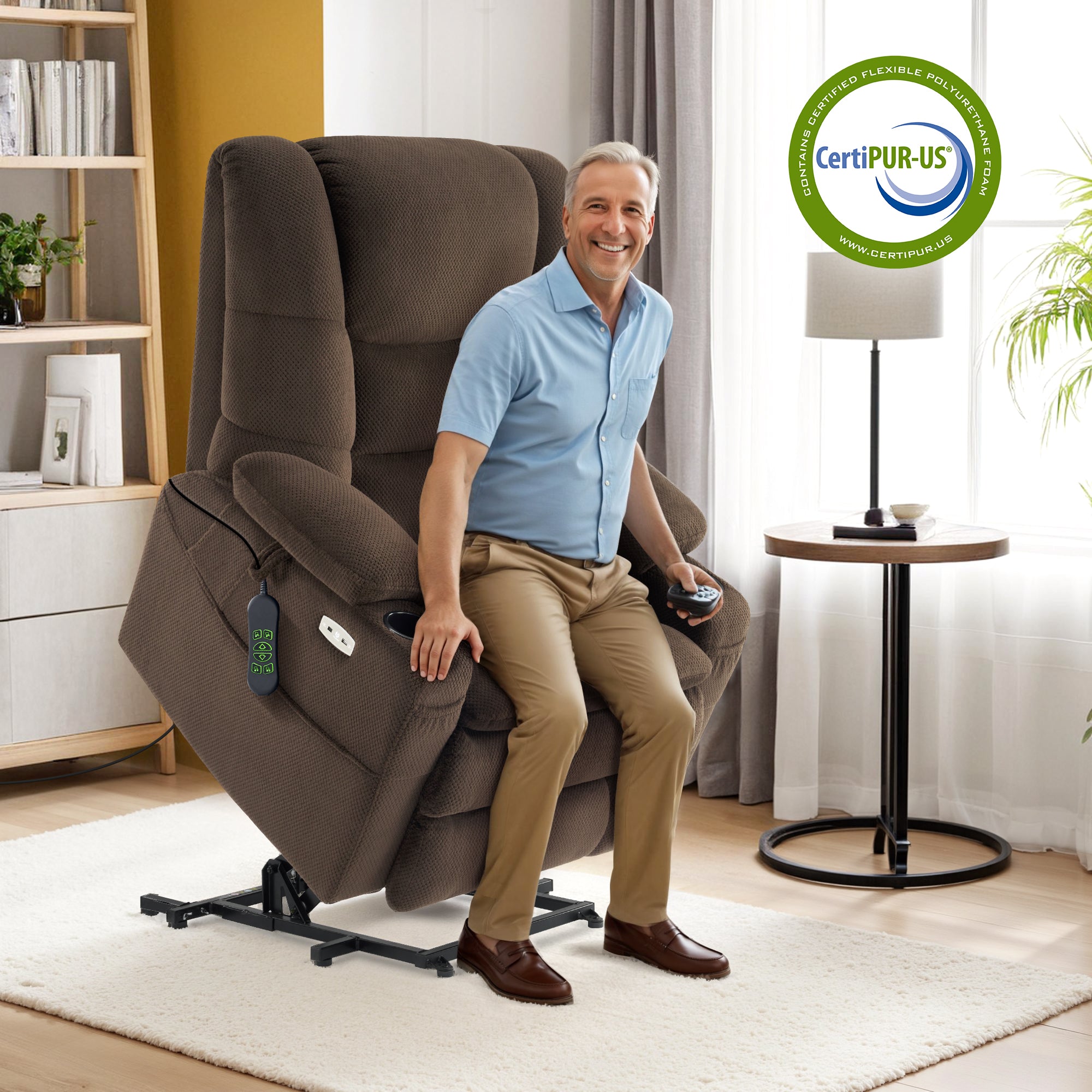 Power Lift Recliner Chair, Triple Motor, Massage and Heat, Fabric 7634|7631|7632|R7635