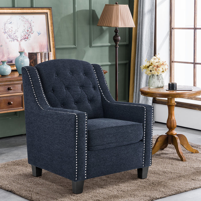 MCombo Modern Accent Chair, Chenille Upholstered Single Sofa Chair with Tufted Button Back, Ergonomic Armchairs for Living Room Bedroom 4260